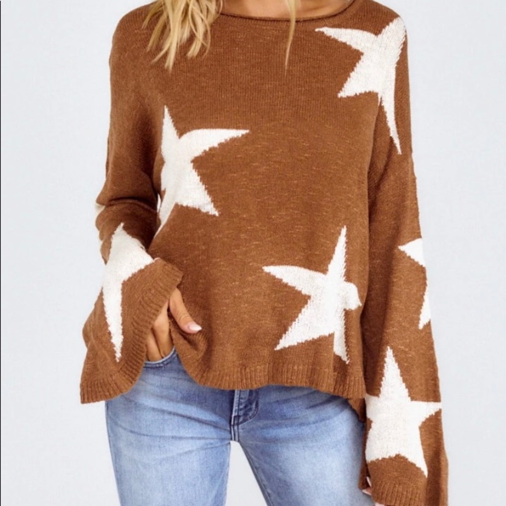 Fab’rik Style Camino Star Sweater- Taupe in Size Small